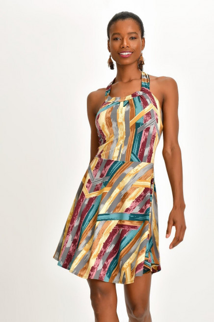 DESENLİ KREP ELBİSE 