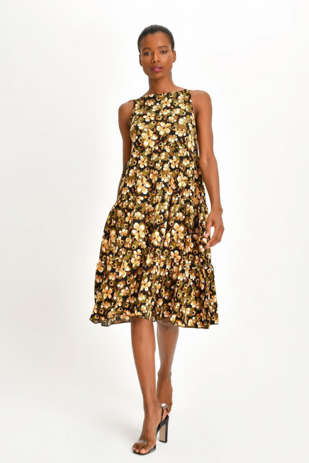 DESENLİ KREP ELBİSE 