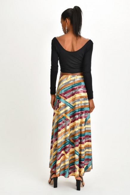 DESENLİ KREP MAXİ ETEK 