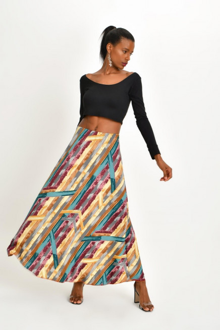 DESENLİ KREP MAXİ ETEK 