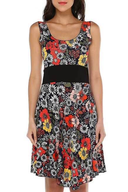 DESENLİ MİDİ ELBİSE  