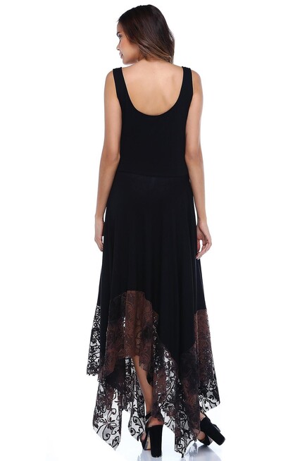 ETEK UCU DANTEL ASİMETRİK ELBİSE  