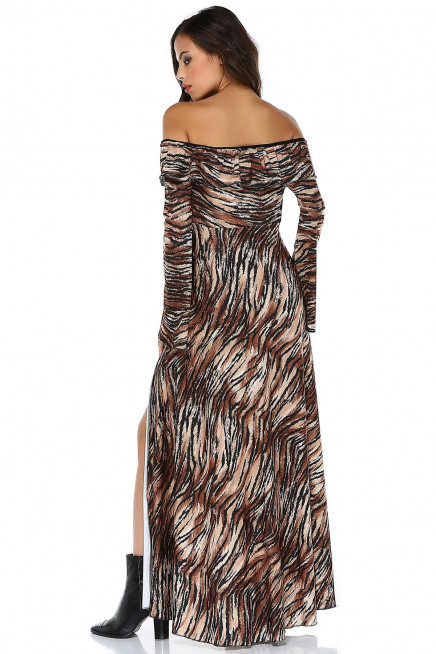 FIRFIR YAKA YIRTMAÇLI ELBİSE  