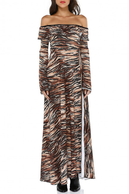 FIRFIR YAKA YIRTMAÇLI ELBİSE  