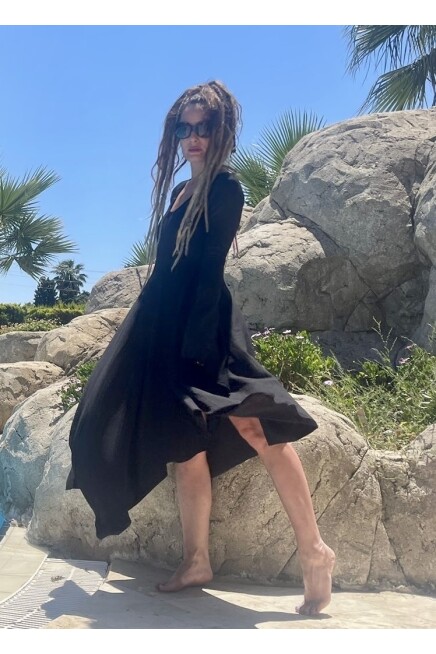 İspanyol Kol Asitmetrik Elbise