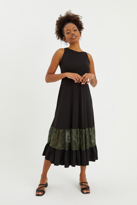 JARSE ETEK UCU DANTEL MAKSİ ELBİSE 