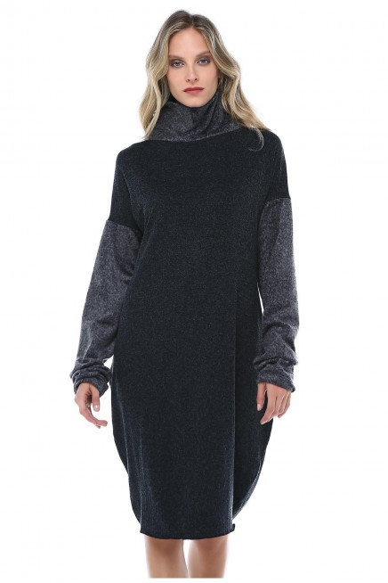 KOL VE YAKA DETAYLI YÜN ELBİSE  