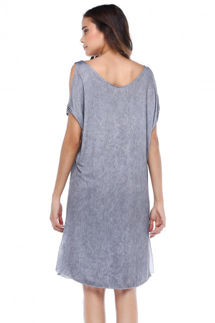 OMUZ DETAYLI GENİŞ KESİM ELBİSE  