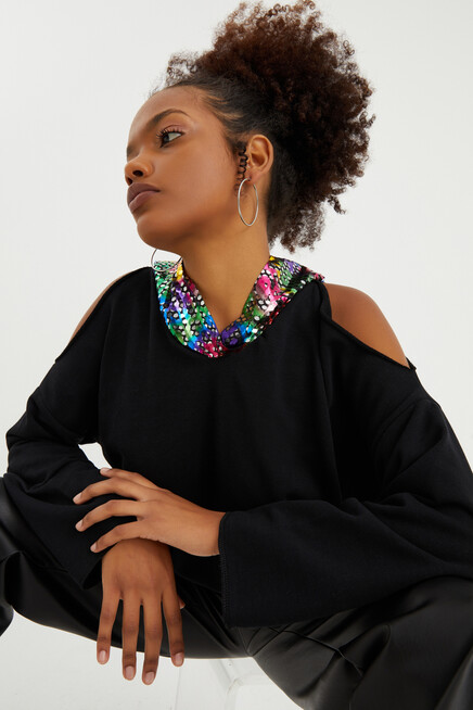 OMUZ DETAYLI SWEATSHIRT 