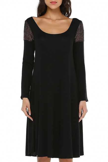 OMUZU ZIRH DETAY TRİKO ELBİSE  