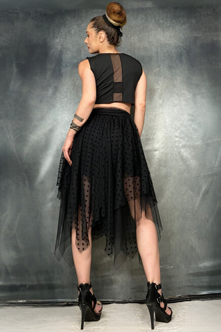 PUANTİYELİ ÇİFT KAT TÜL ETEK