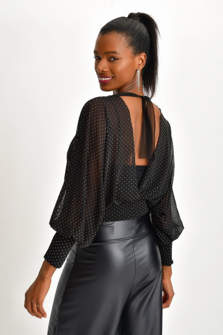 PUANTİYELİ TÜL BLUZ 