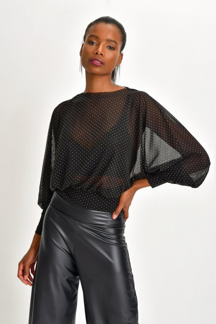 PUANTİYELİ TÜL BLUZ 