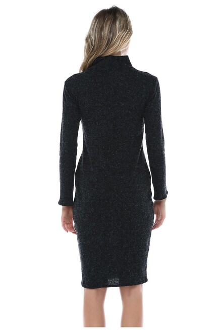 PÜSKÜL DETAYLI YÜN ELBİSE  