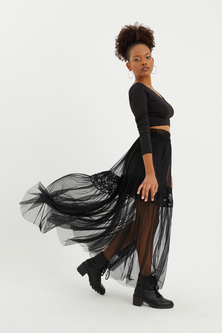 TÜL -DANTEL MAKSİ ETEK 