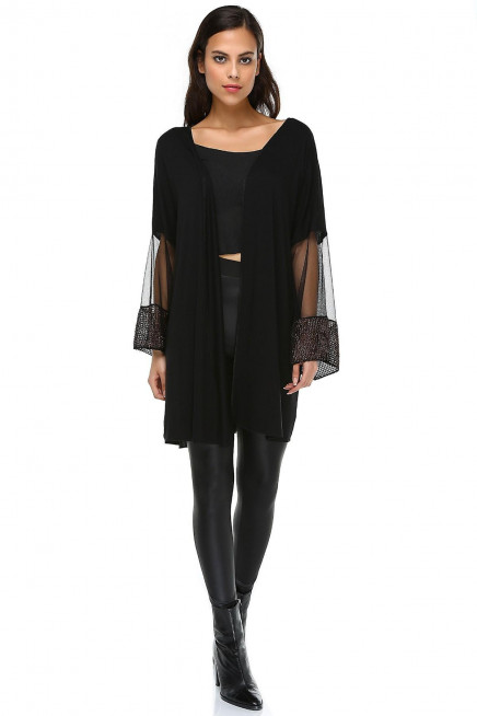 TÜL KOLLU OVERSİZE HIRKA  