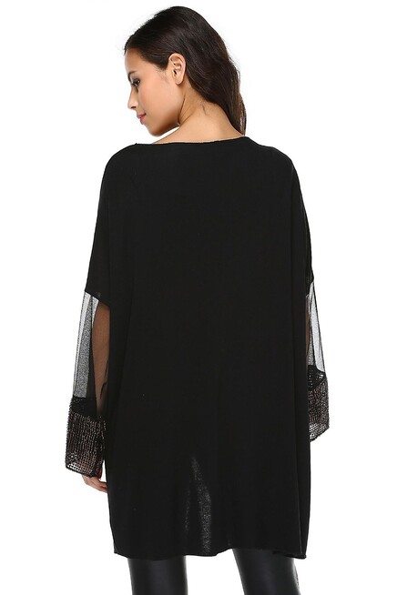 TÜL KOLLU OVERSİZE HIRKA  