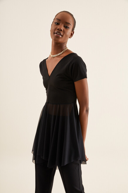 V YAKA TÜL DETAY TUNİK