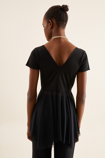 V YAKA TÜL DETAY TUNİK