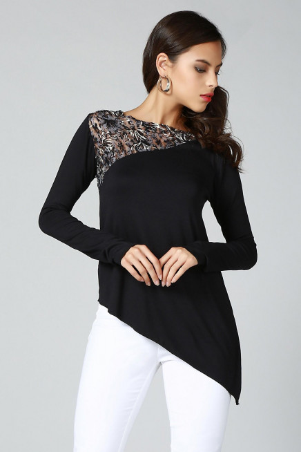 YAKA DETAYLI ASİMETRİK TUNİK  