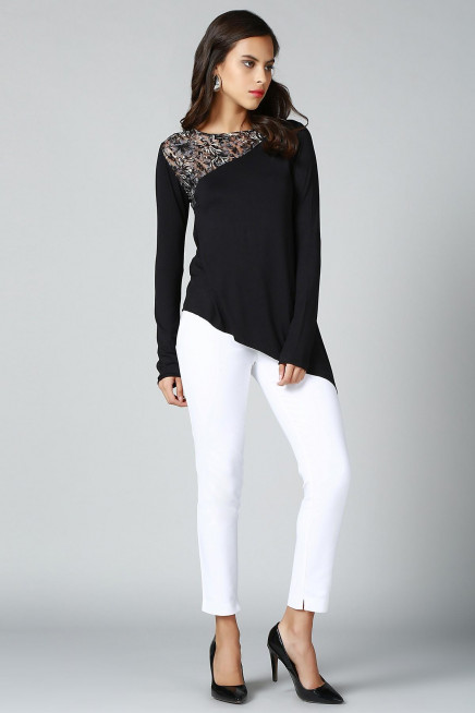 YAKA DETAYLI ASİMETRİK TUNİK  