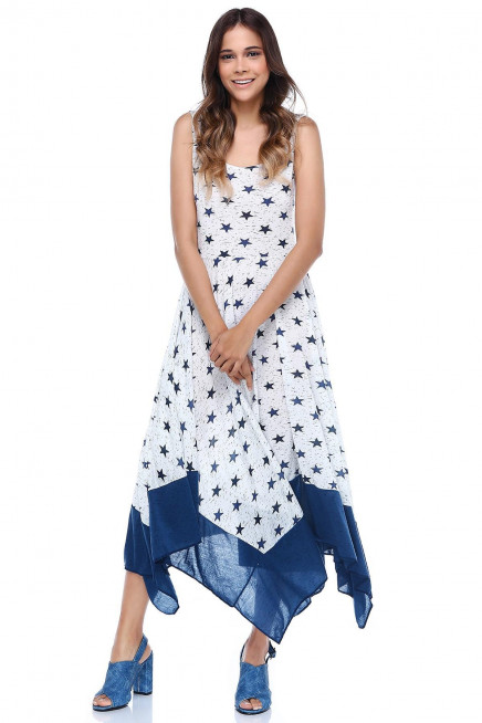YILDIZLI ASİMETRİK ELBİSE  