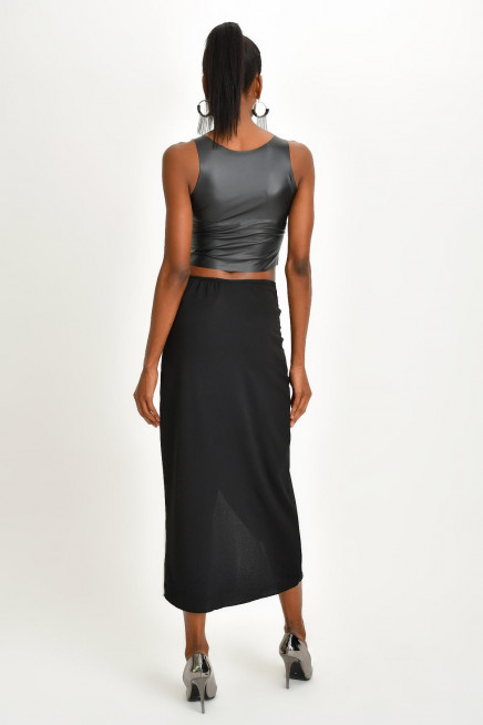 YIRTMAÇLI KREP ETEK 