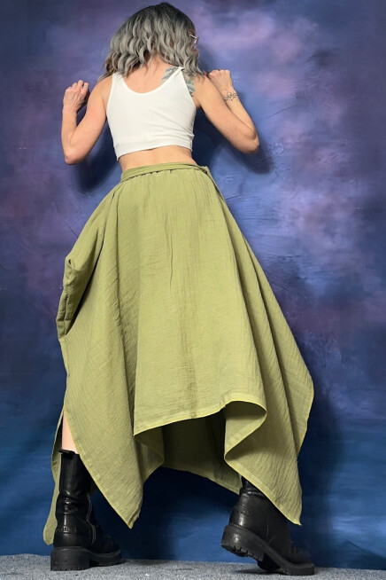 BAMBU KUMAŞ ASİMETRİK ETEK