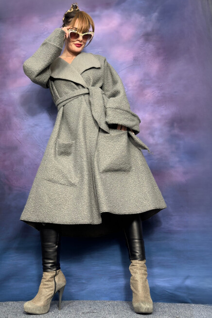 BUKLET DİZALTI CEPLİ GENİŞ KESİM HIRKA/KABAN/CEKET