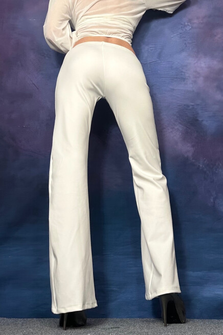 GENİŞ PAÇA DAR KESİM BEYAZ SCUBA PANTOLON