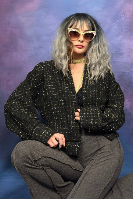 TÜVİT KUMAŞ PARILTILI CEKET