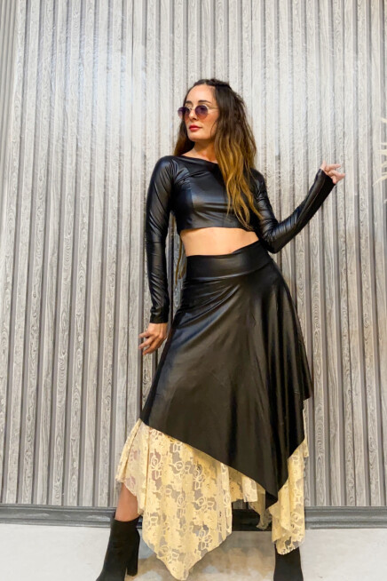 DERİ CROP BLUZ BODY