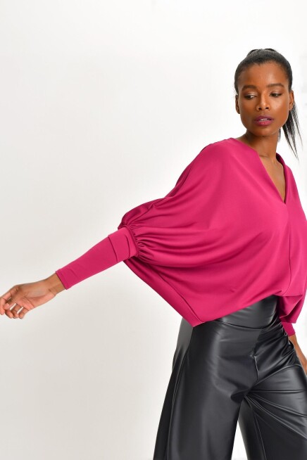 GENİŞ KESİM KREP BLUZ 