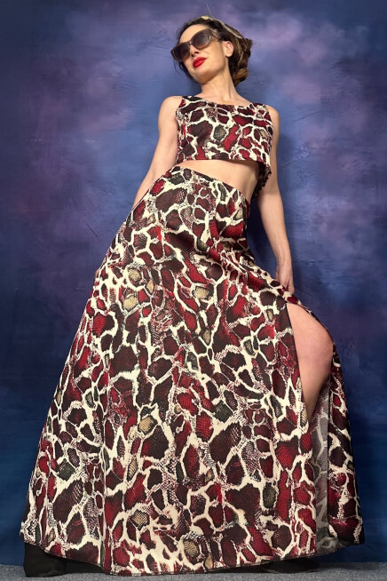 YIRTMAÇLI DESENLİ VEREV KESİM KREP ETEK